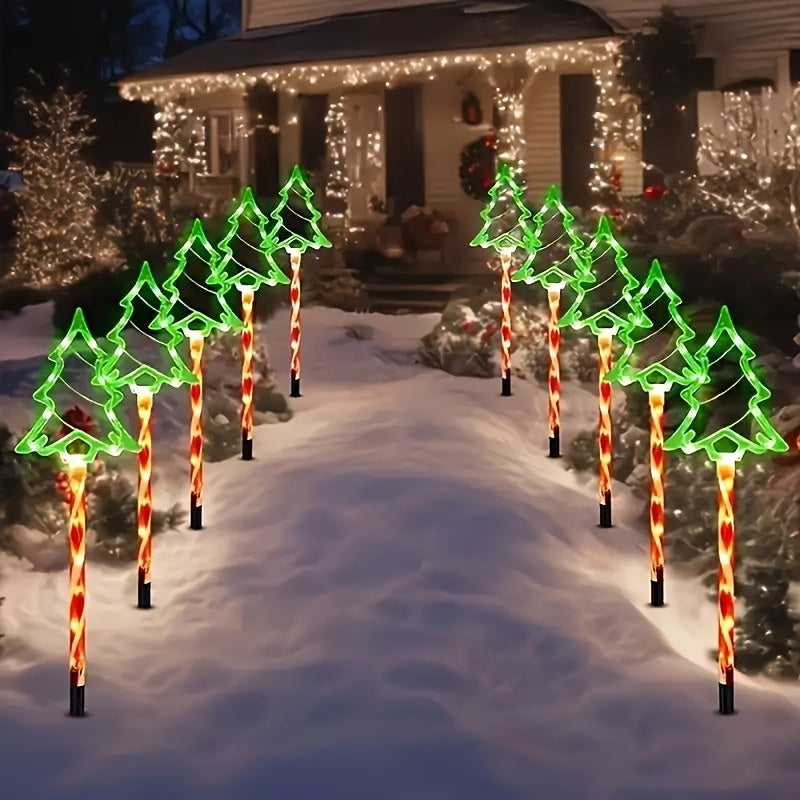 10-Pack Solar Powered LED Garden Lights - 15.7" Lollipop Stakes