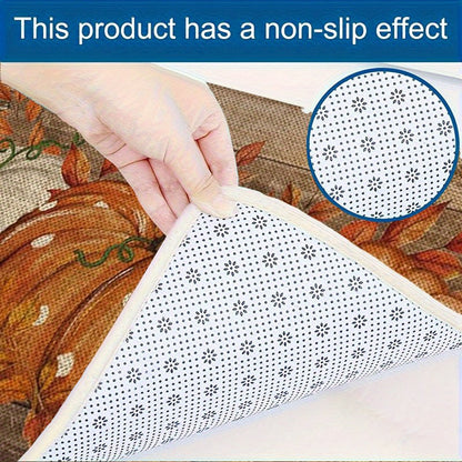 15.74" x 23.62" 1PC Pumpkin Polka Dot Doormat - Flannel Non-Slip Front Door Welcome Mat for Fall, Thanksgiving, Halloween - Farmhouse Indoor Rug for Living Room, Kitchen, Bedroom