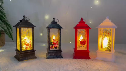 3 Pieces Christmas Lanterns Battery Operated Christmas Decorations Spinning Flashing Lanterns